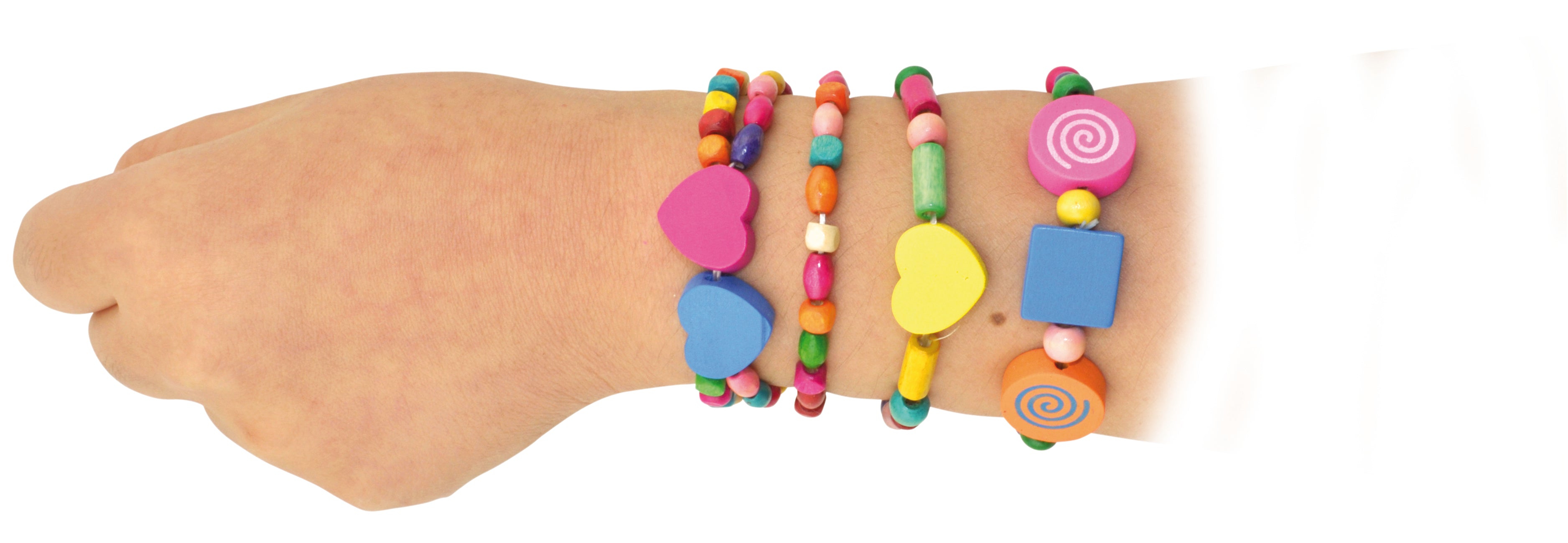 Colourful Wooden Bead Bracelets - Craft toy.