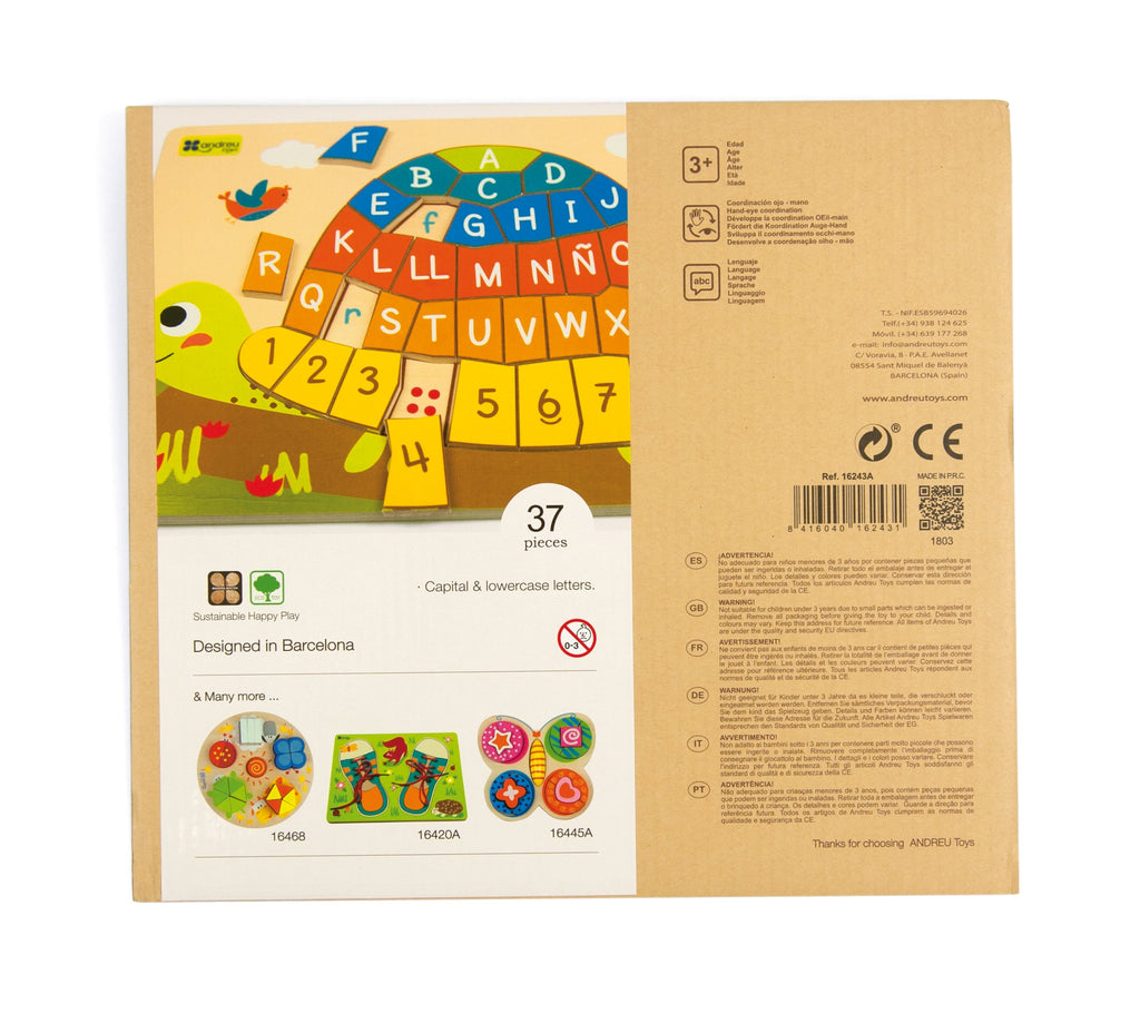 Wooden alphabet and number puzzle - Turtle