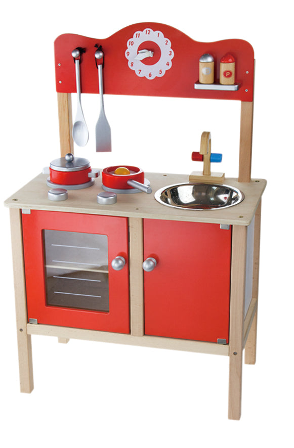 6 piece wooden play kitchen.
