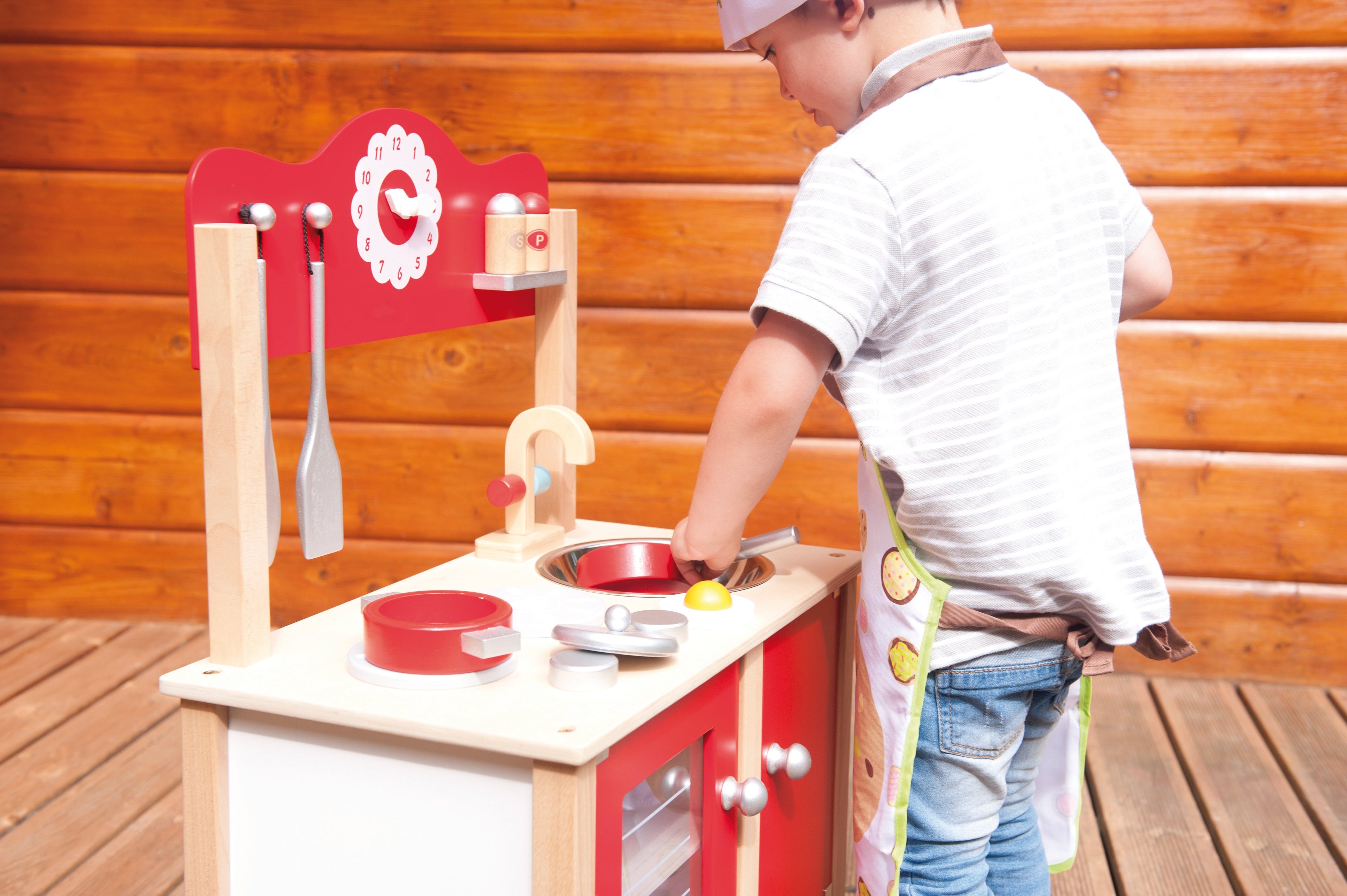 6 piece wooden play kitchen.