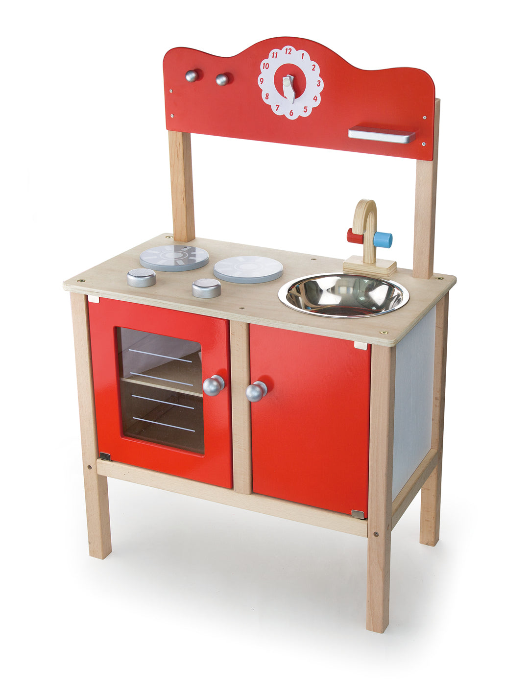 6 piece wooden play kitchen.