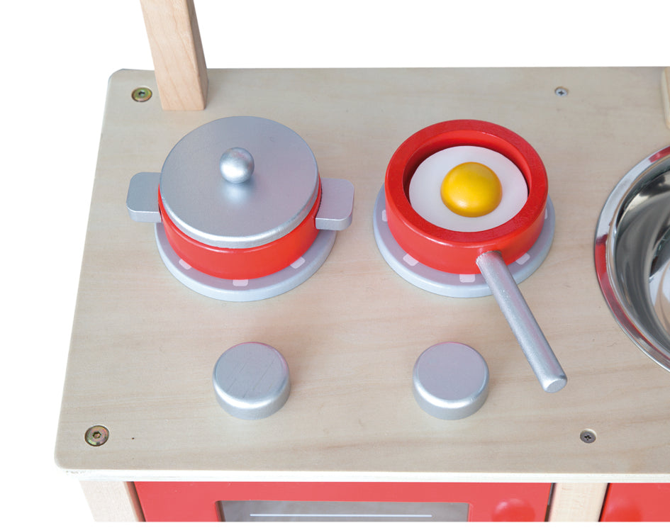6 piece wooden play kitchen.