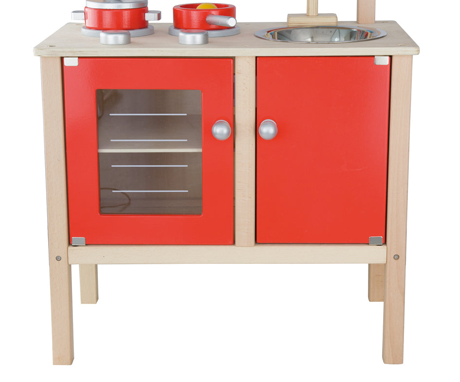 6 piece wooden play kitchen.
