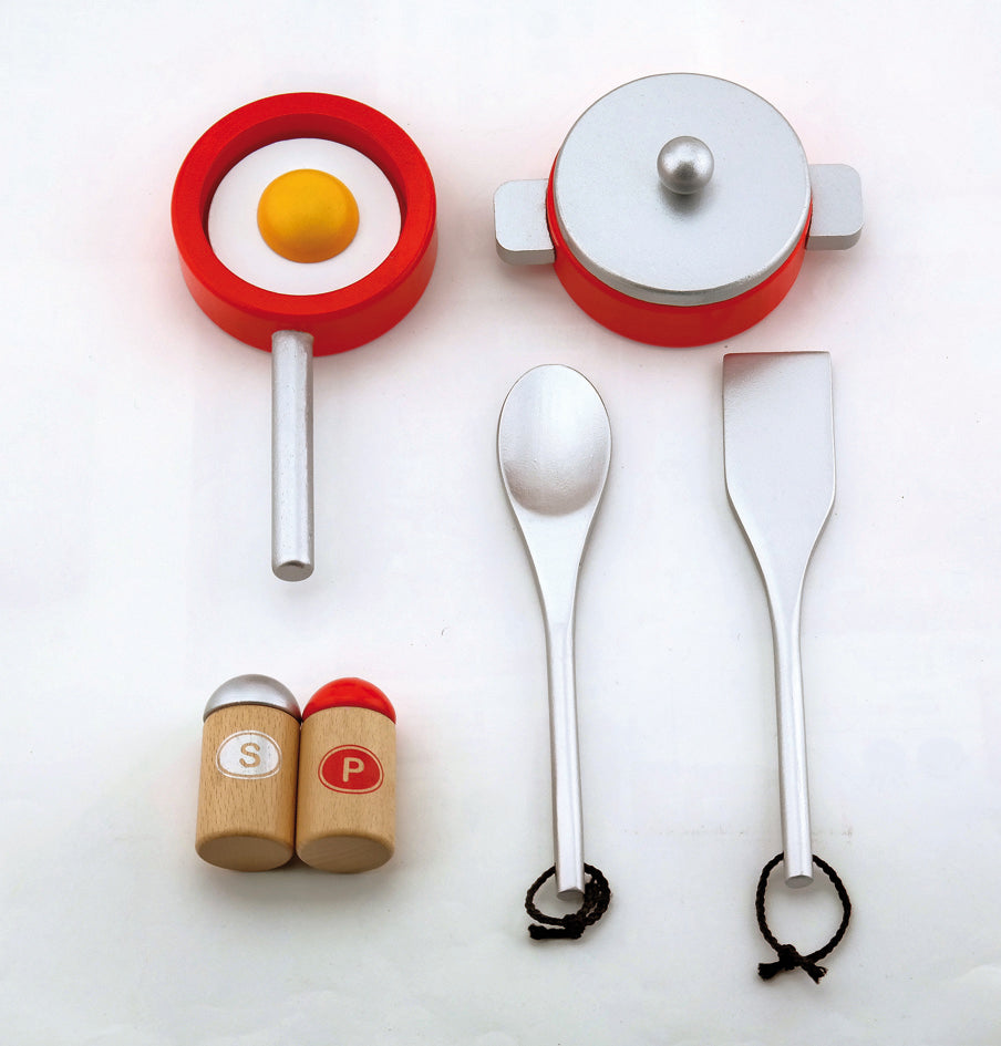 6 piece wooden play kitchen.