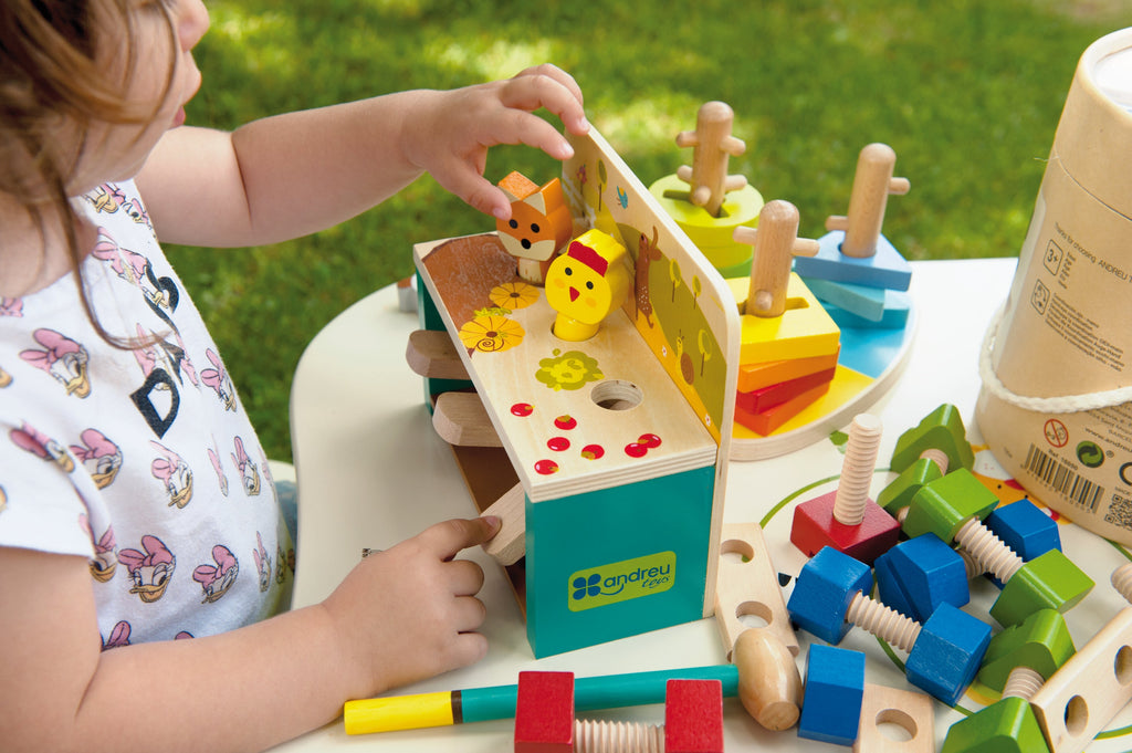 Hit and jump animals wooden toy.