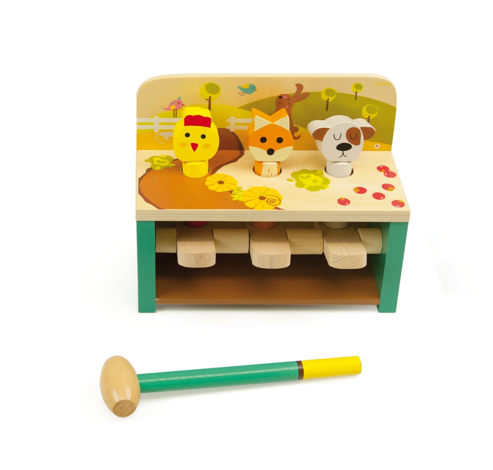 Hit and jump animals wooden toy.