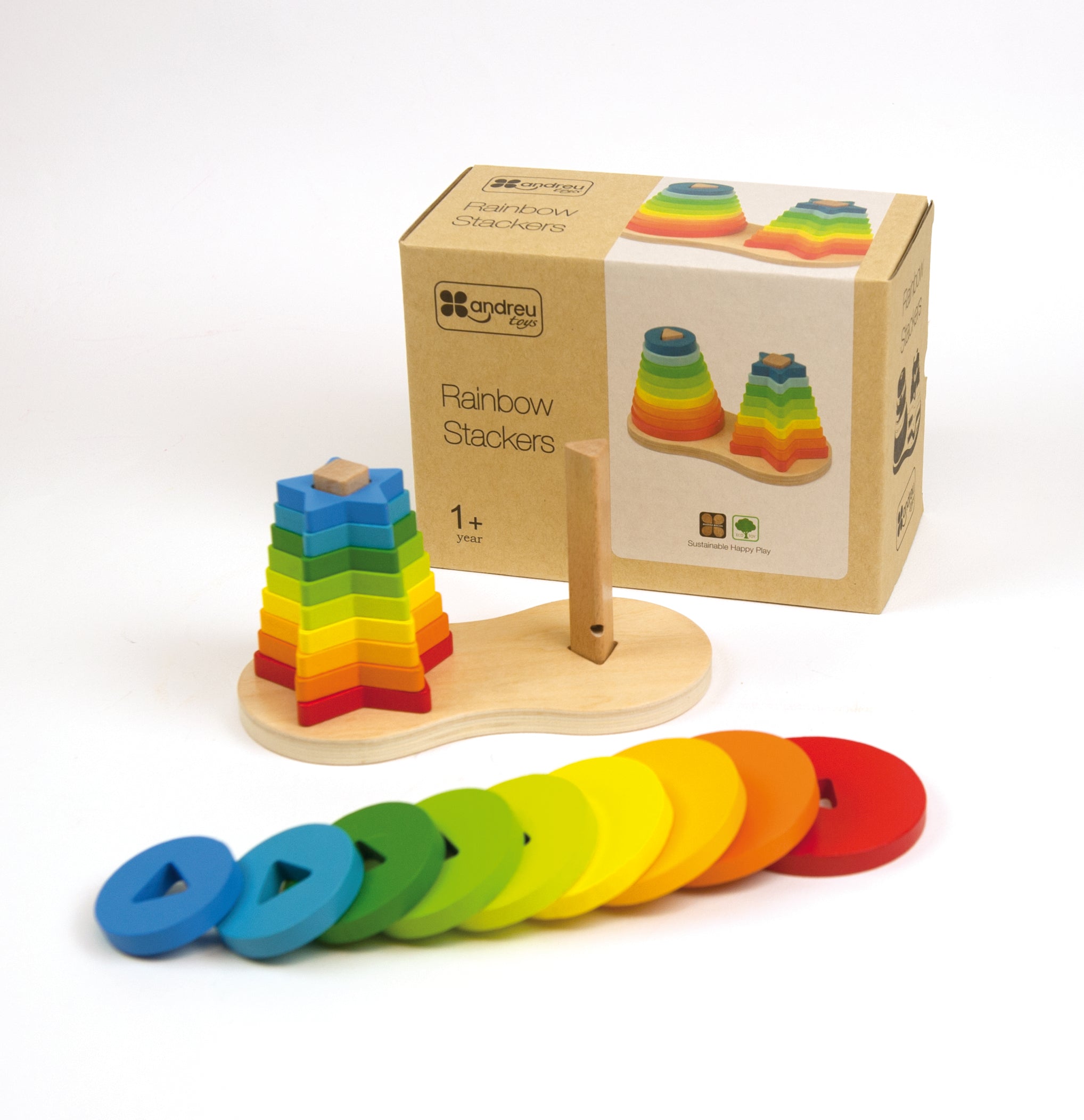 Rainbow Stackers - Wooden toy.