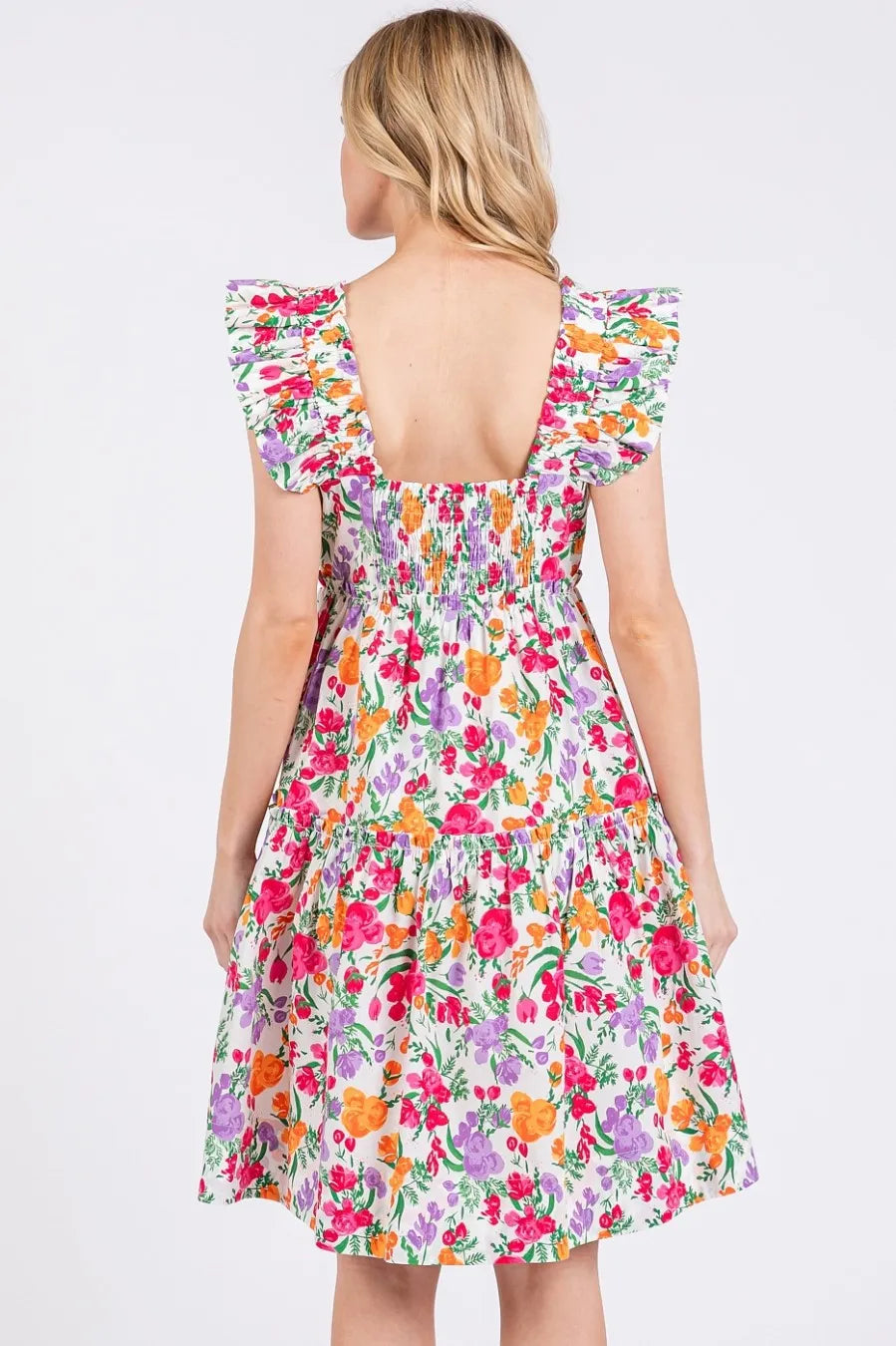 Picnic Day Floral 100 Cotton Ruffle Mini Dress