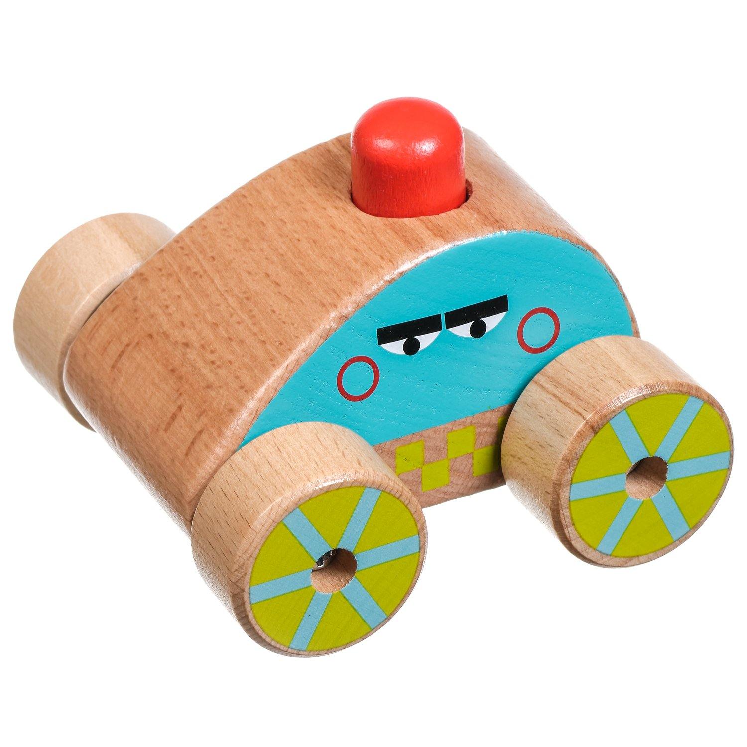 Wooden toy squeaker car