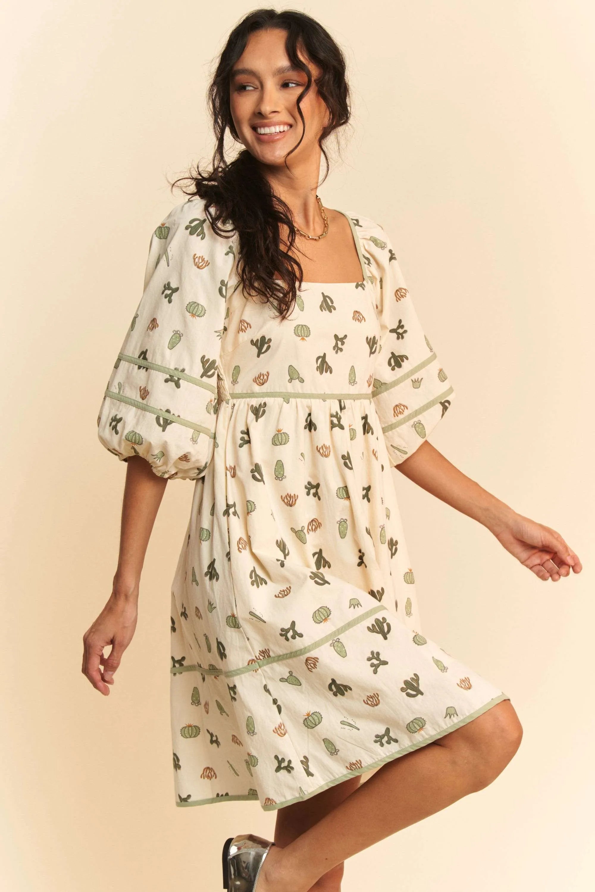 Cactus Kisses Cotton Mini Dress