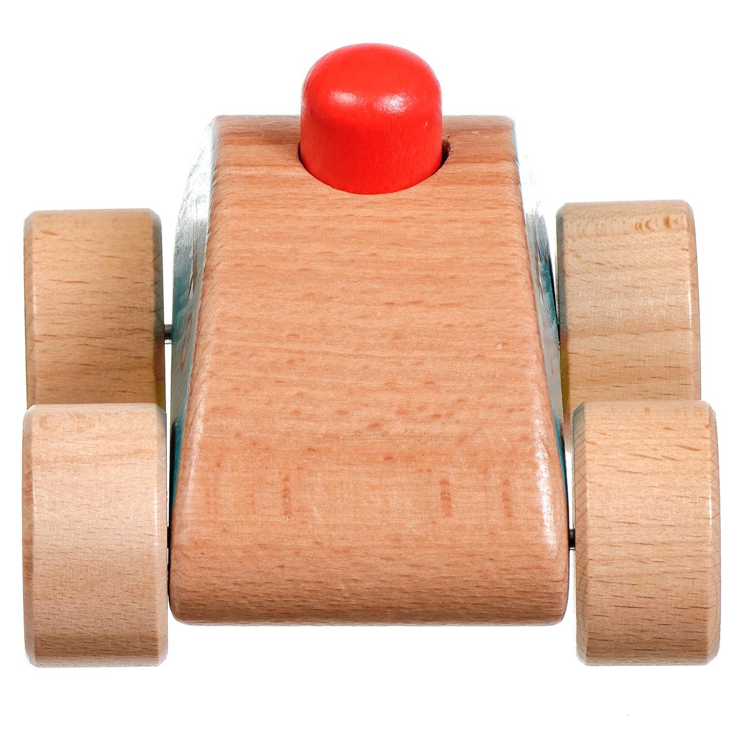 Wooden toy squeaker car