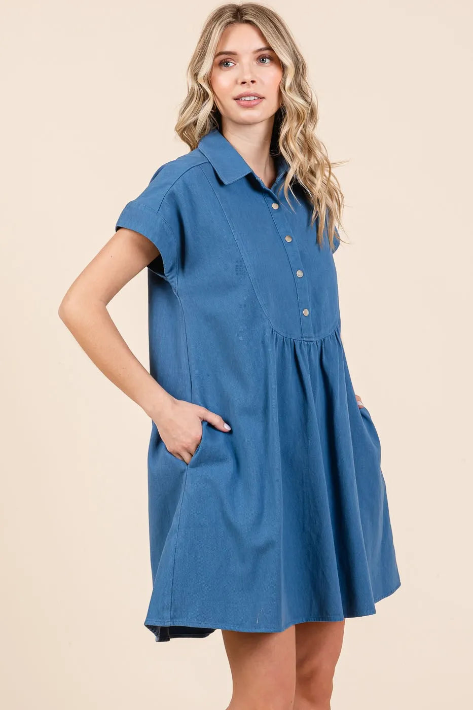 Equestrian 100 Cotton Twill Collared Mini Dress