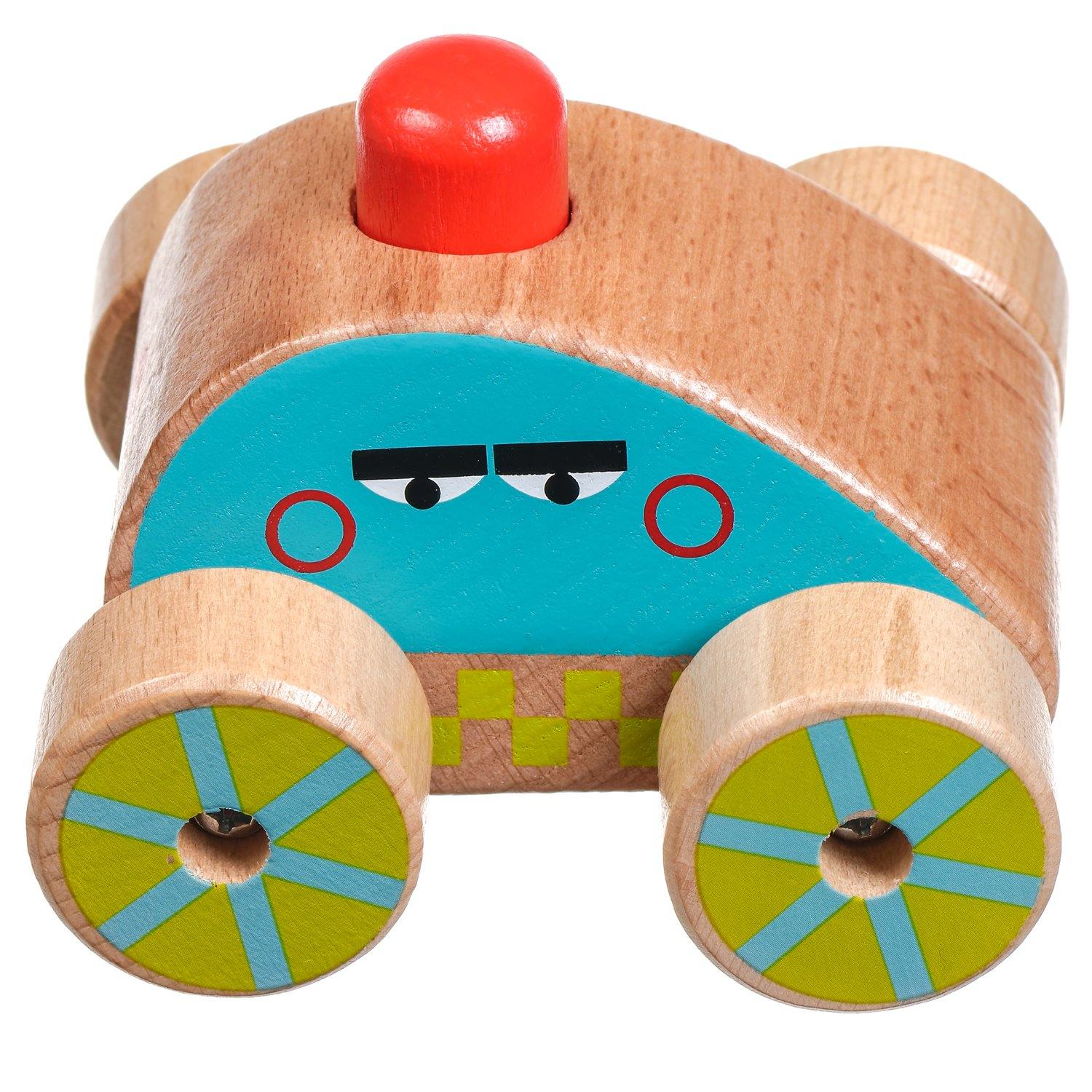 Wooden toy squeaker car