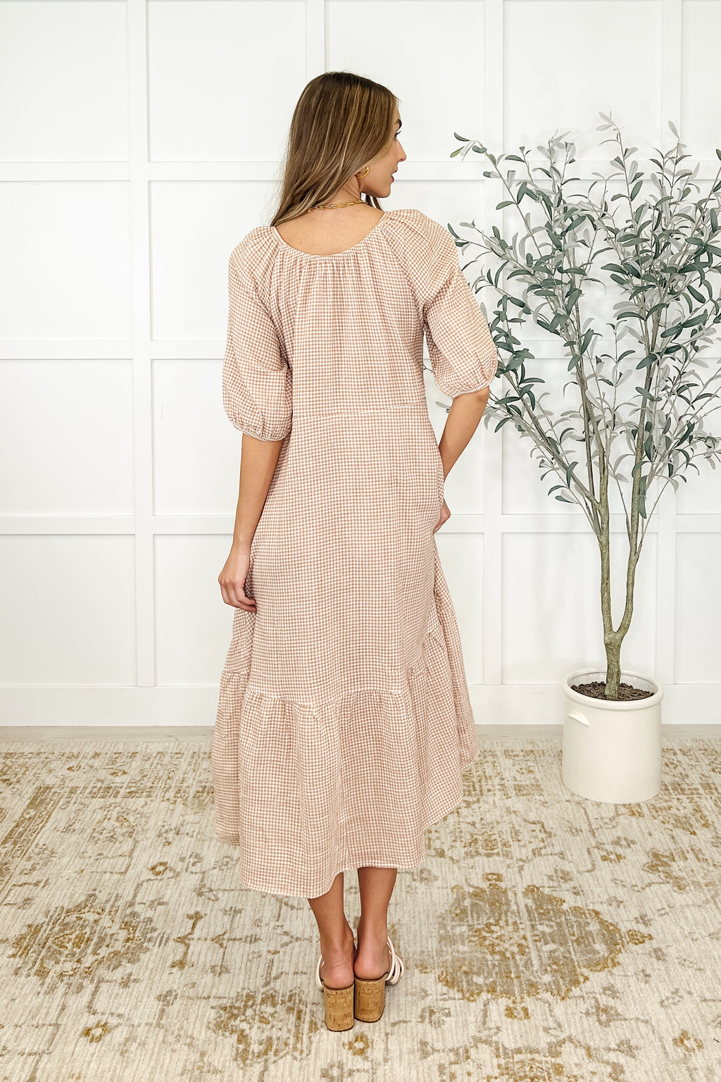 Hazel 100 Cotton Dress in Toffee
