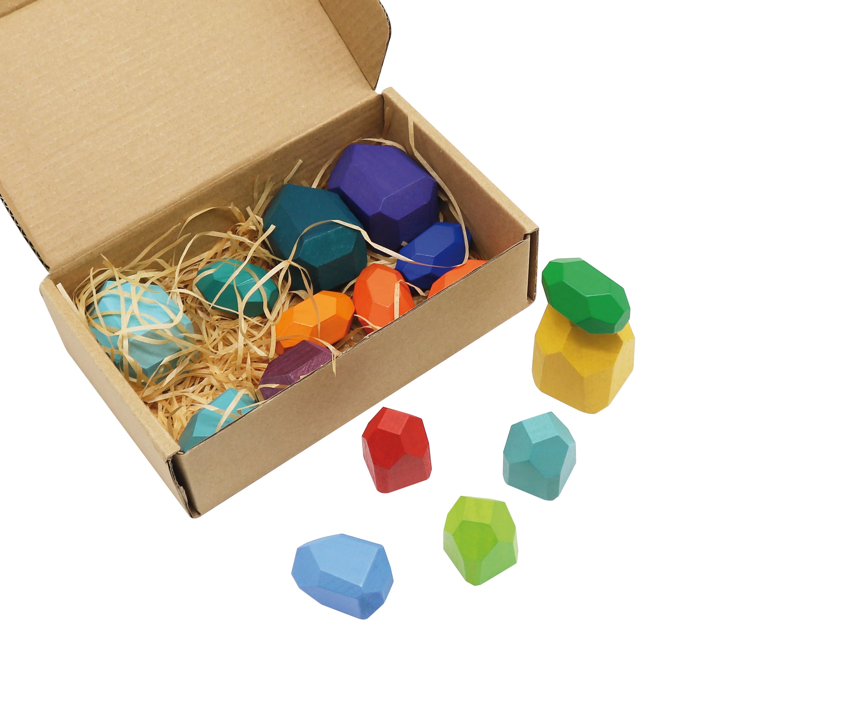 Wooden stacking stone toy -16 pieces.