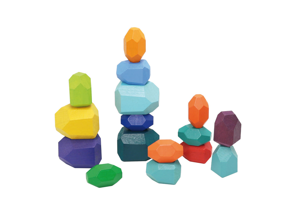 Wooden stacking stone toy -16 pieces.