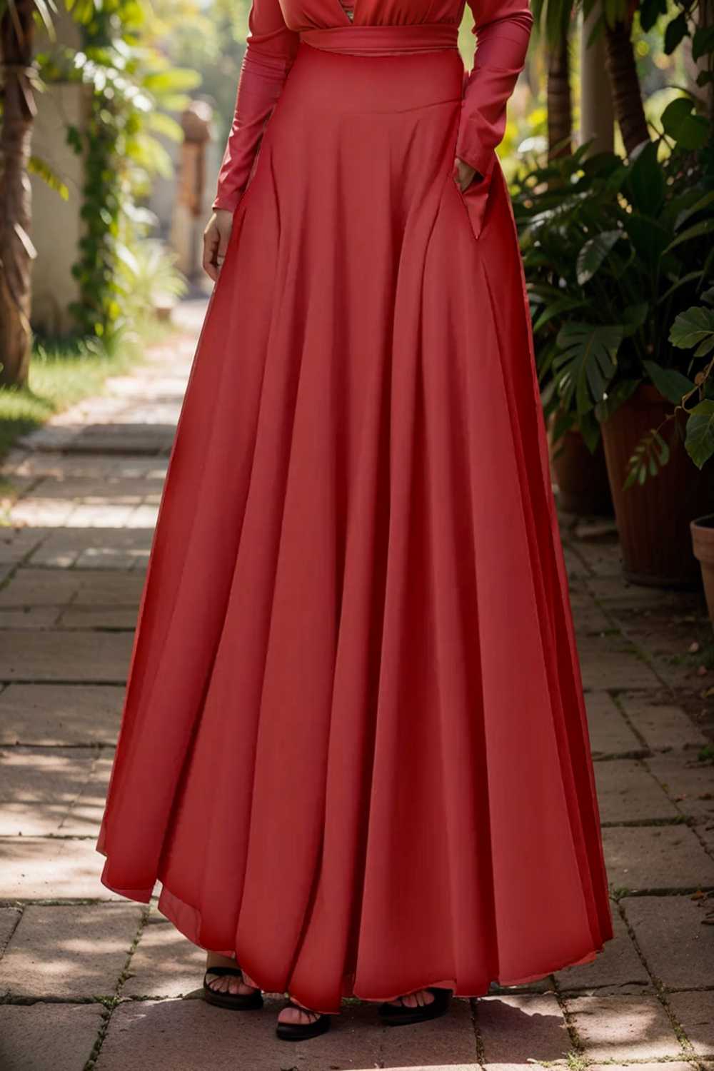 casual pleated pockets high waist loose maxi dress