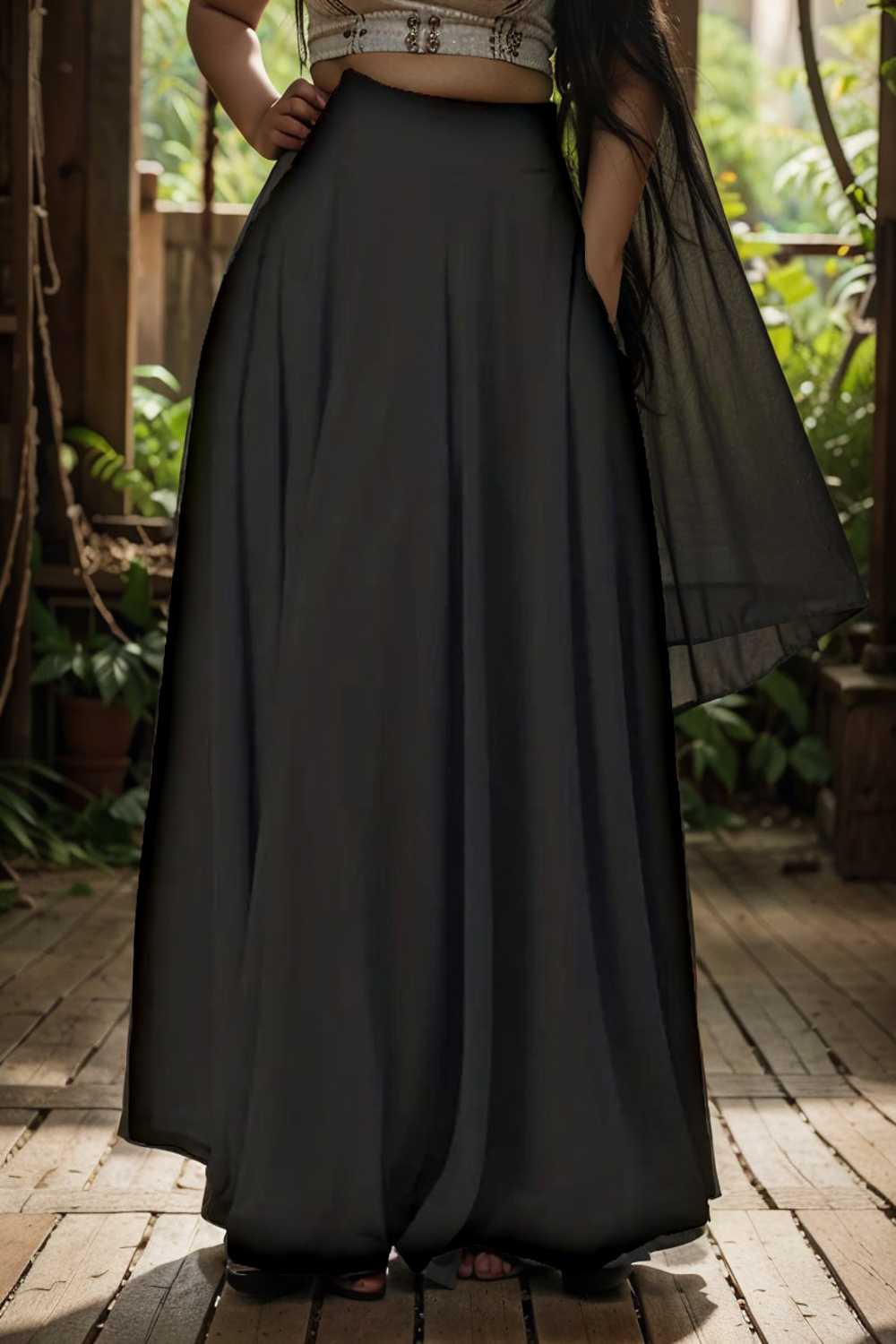 casual pleated pockets high waist loose maxi dress