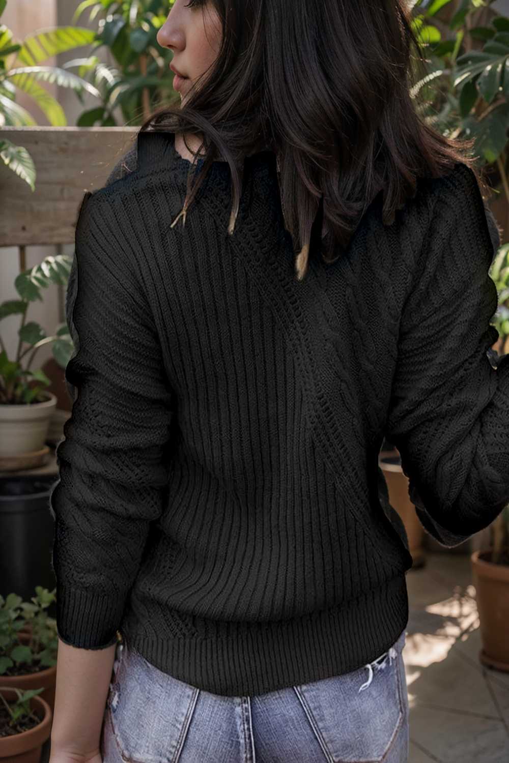 casual ribbed button decor asymmetrical hem long sleeve t shirt