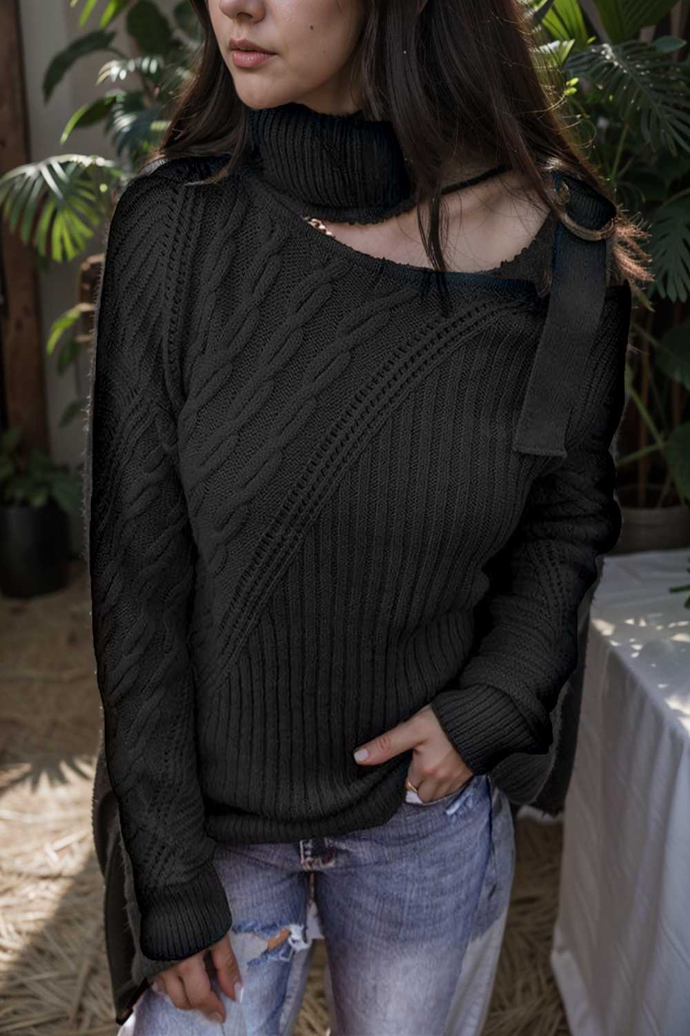 casual ribbed button decor asymmetrical hem long sleeve t shirt