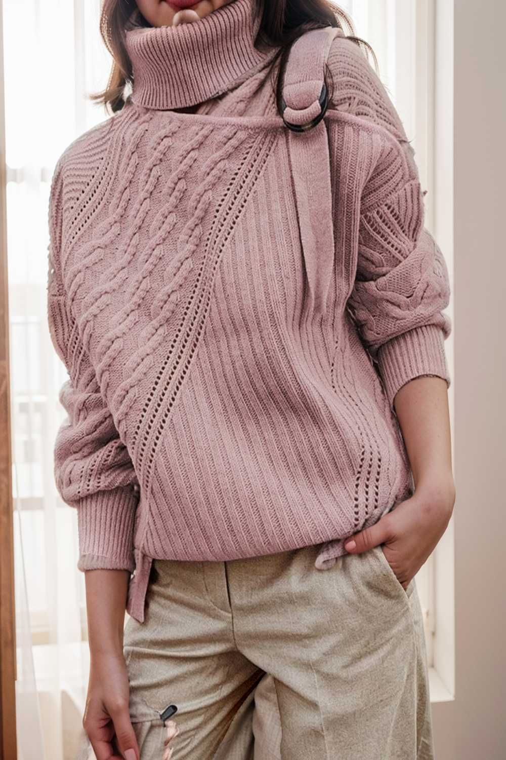casual ribbed button decor asymmetrical hem long sleeve t shirt