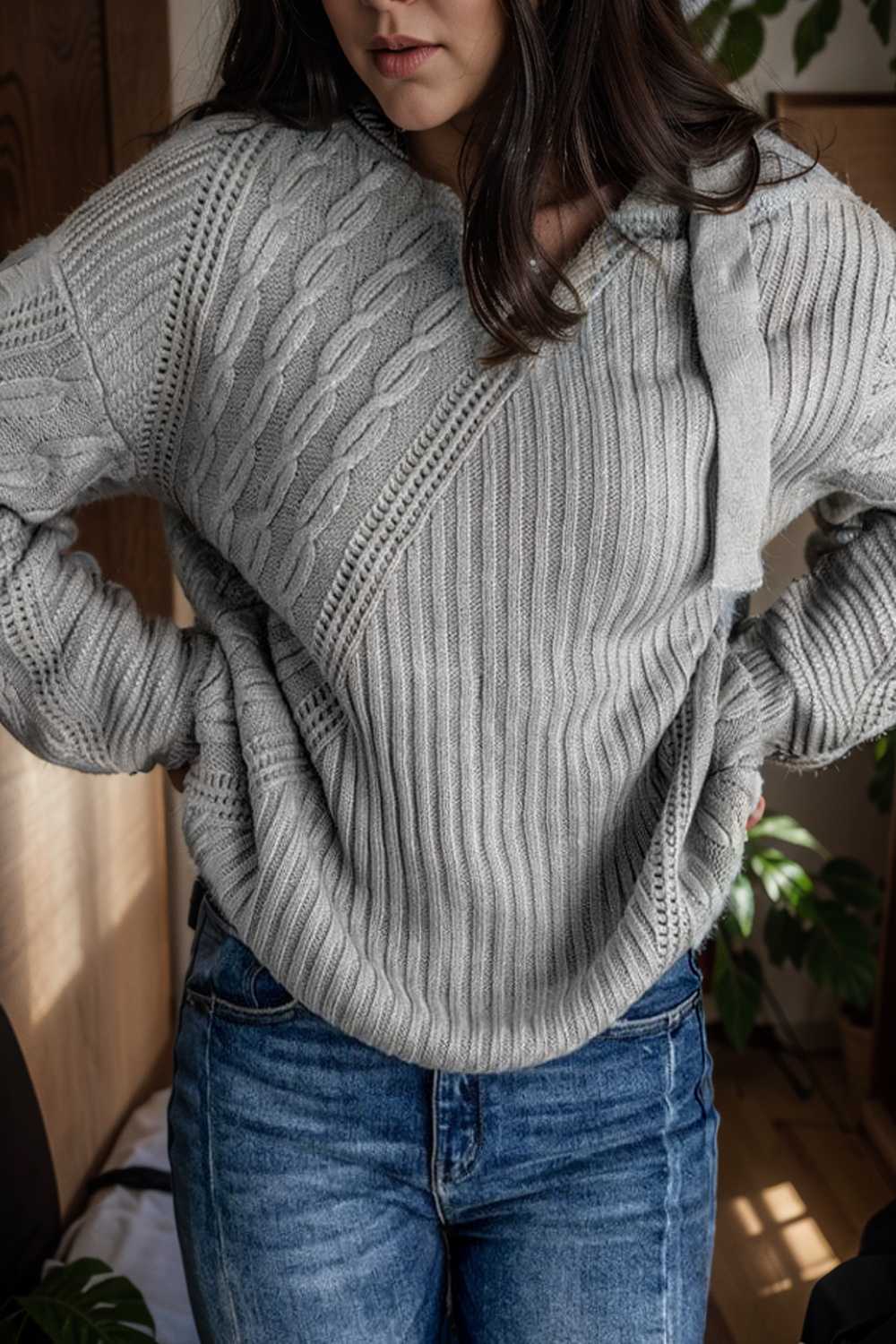 casual ribbed button decor asymmetrical hem long sleeve t shirt