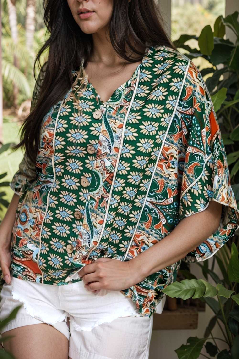 casual solid flowy loose tunic short sleeve v neck blouse