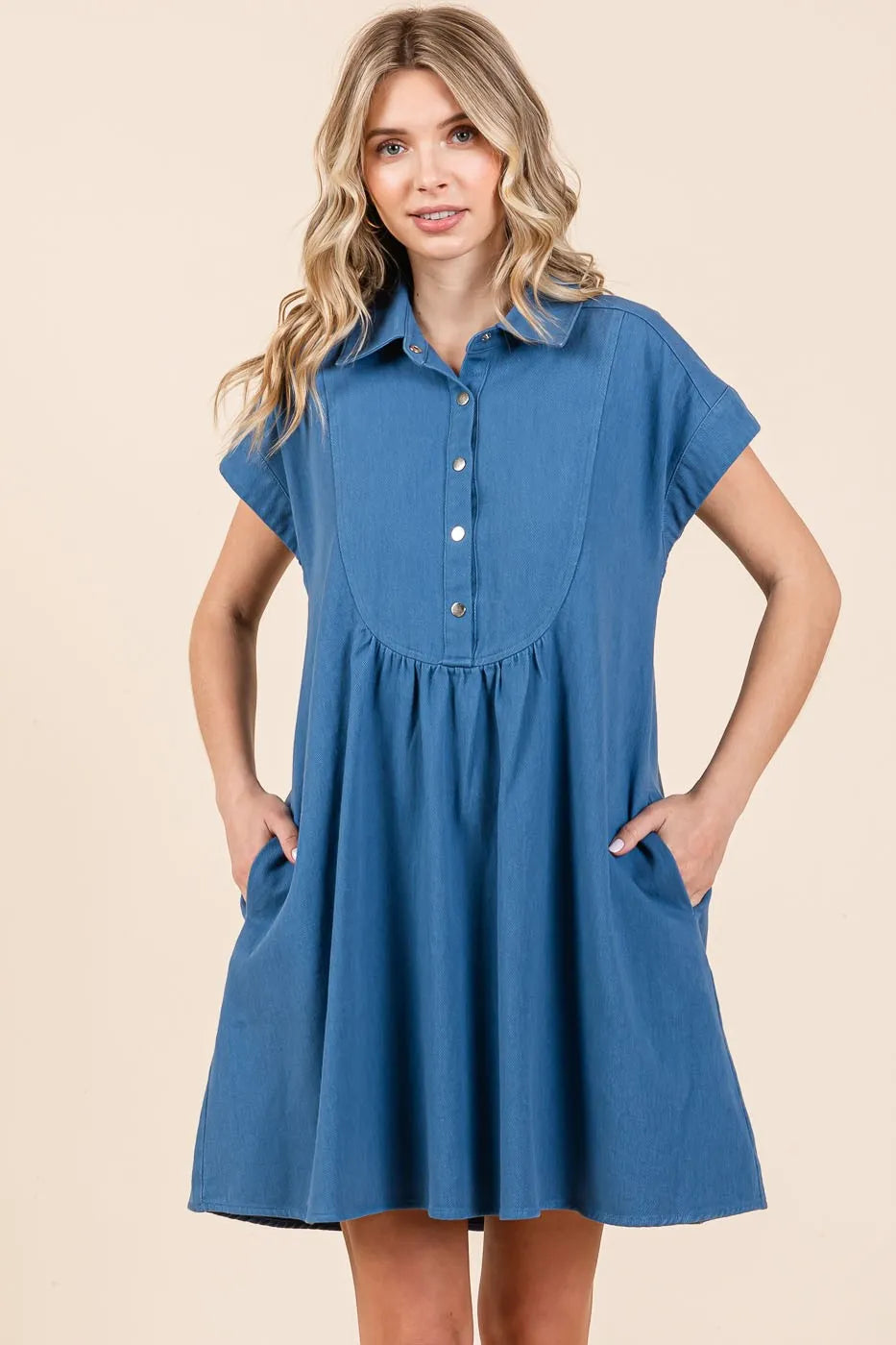 Equestrian 100 Cotton Twill Collared Mini Dress
