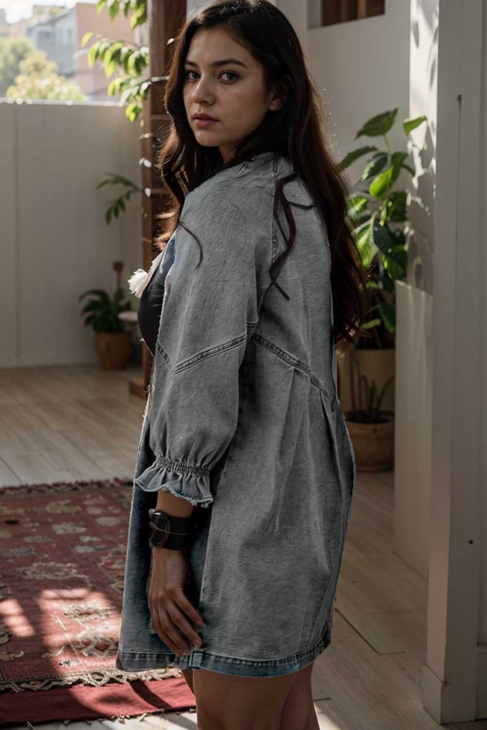 chic gray denim mini dress with button detail