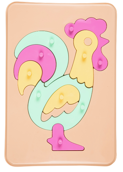 Bioplastic toys - Baby puzzle rooster educational toy.