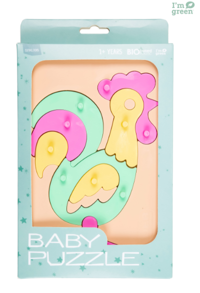 Bioplastic toys - Baby puzzle rooster educational toy.