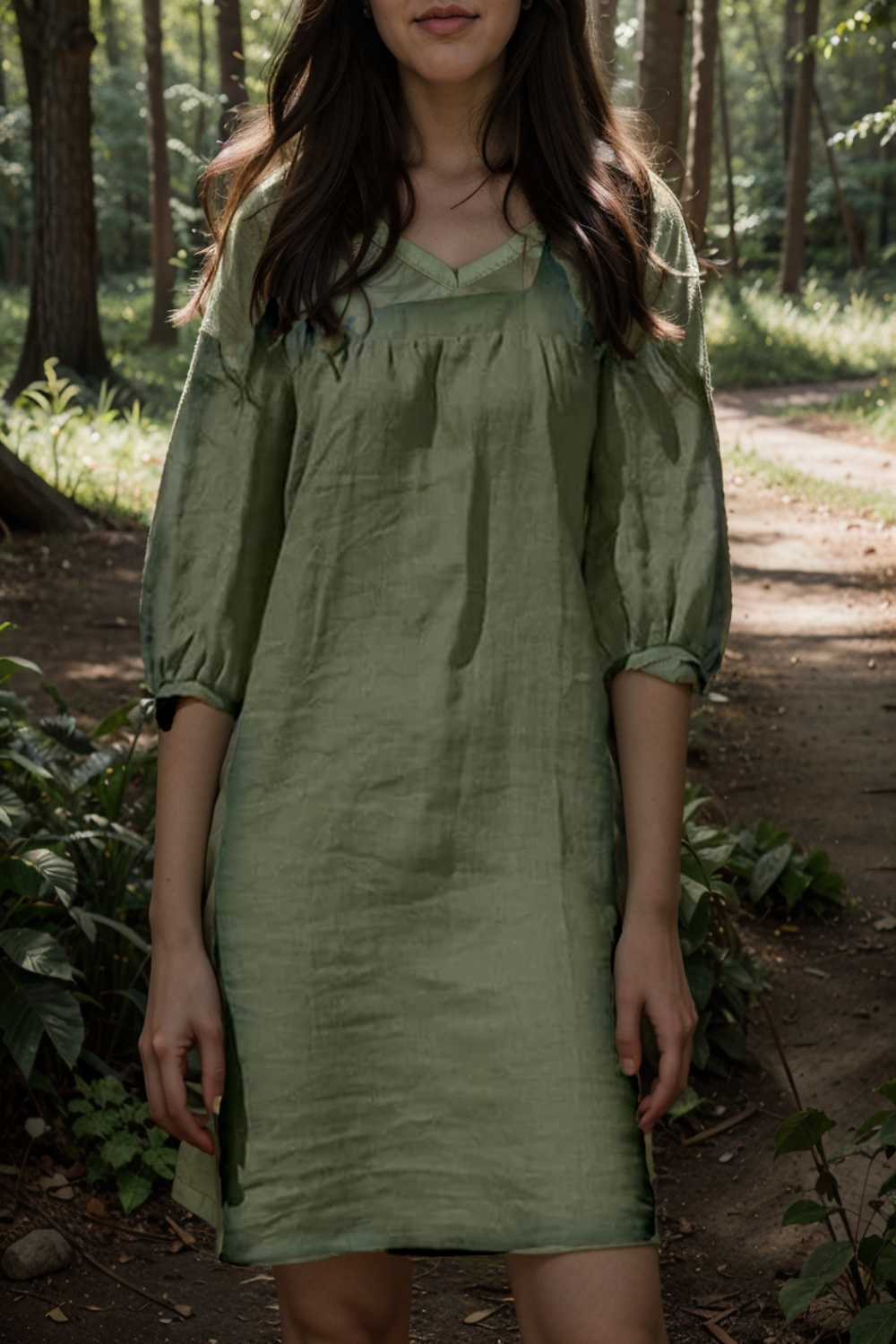 cotton linen loose casual half sleeve mini dress