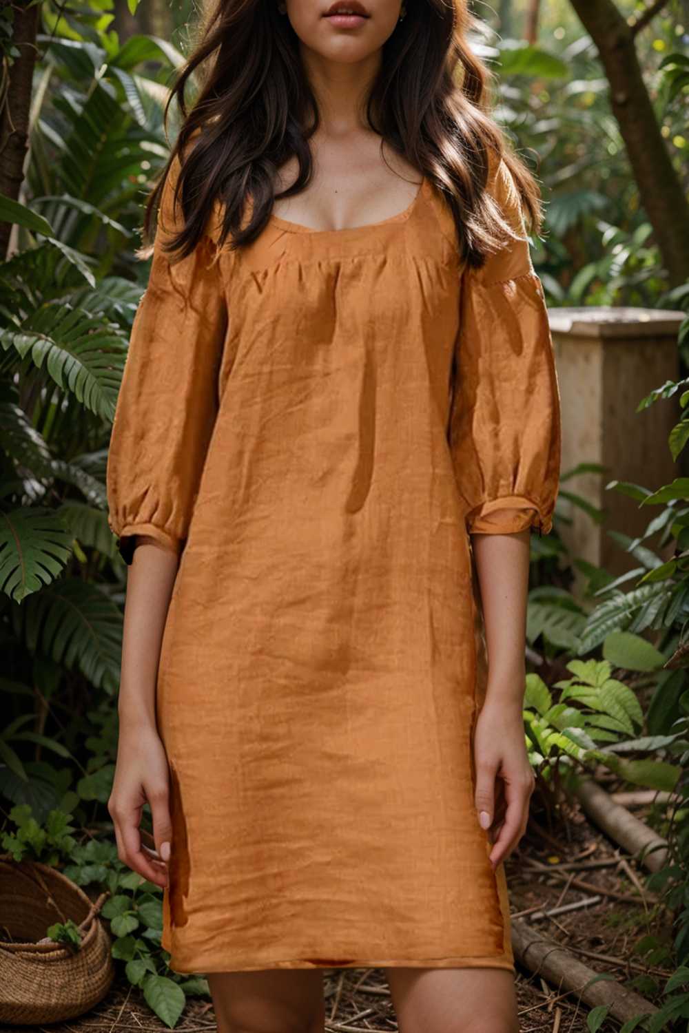 cotton linen loose casual half sleeve mini dress