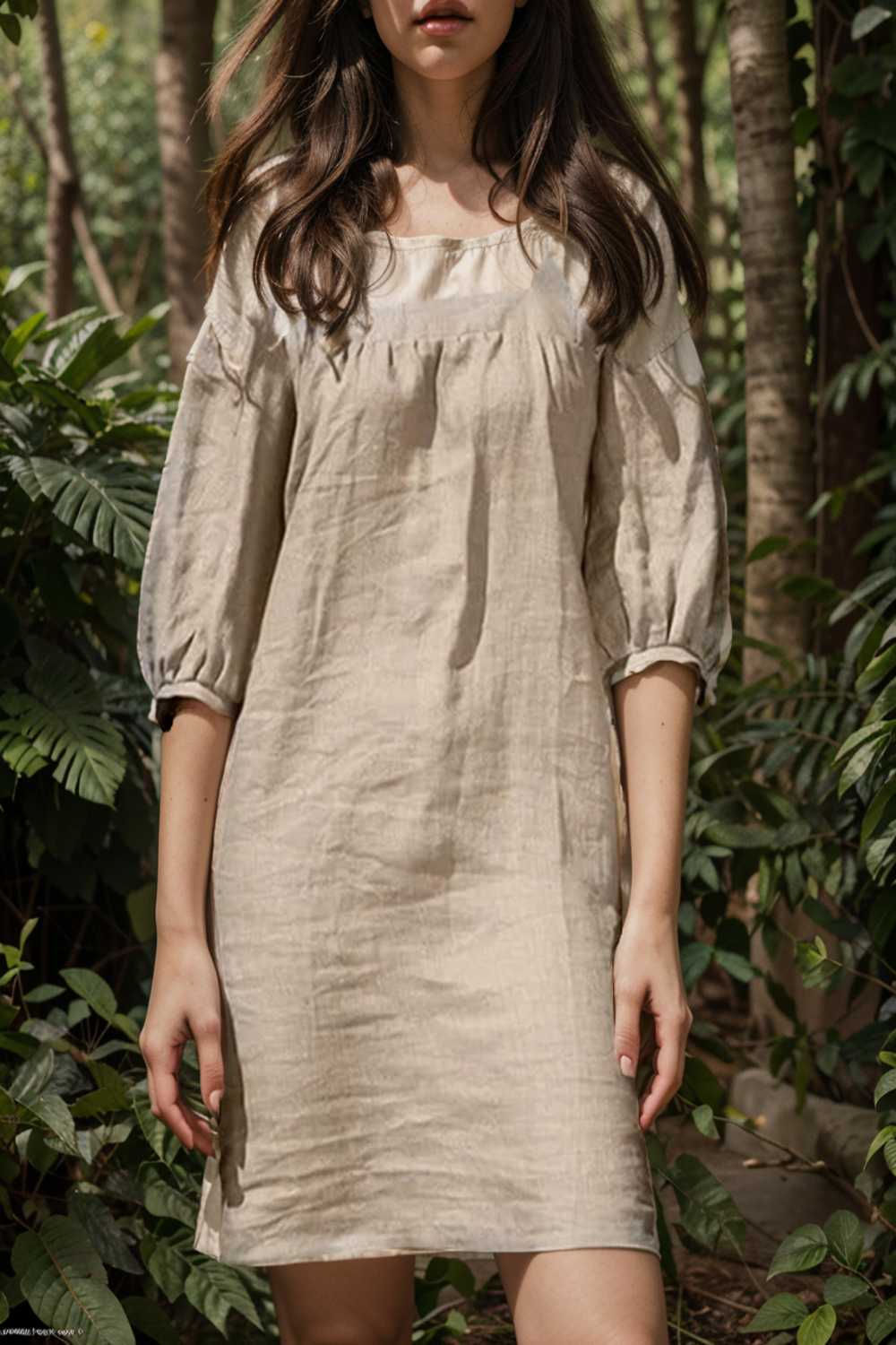 cotton linen loose casual half sleeve mini dress