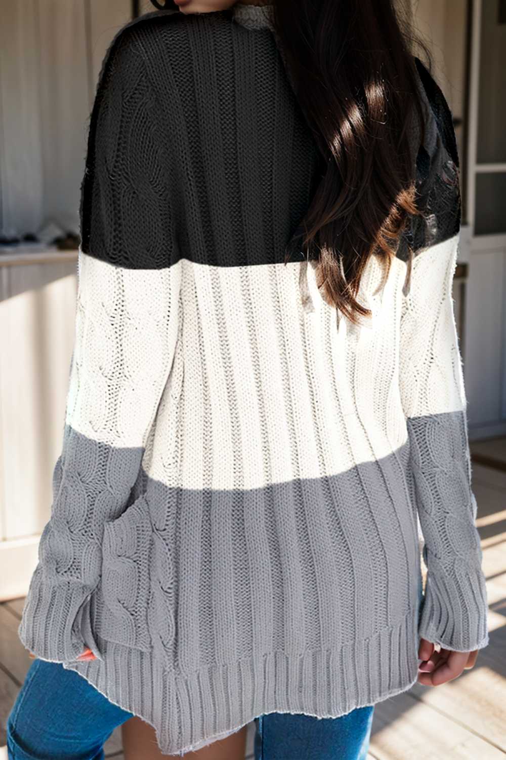 cozy cable knit button front long sleeve cardigan
