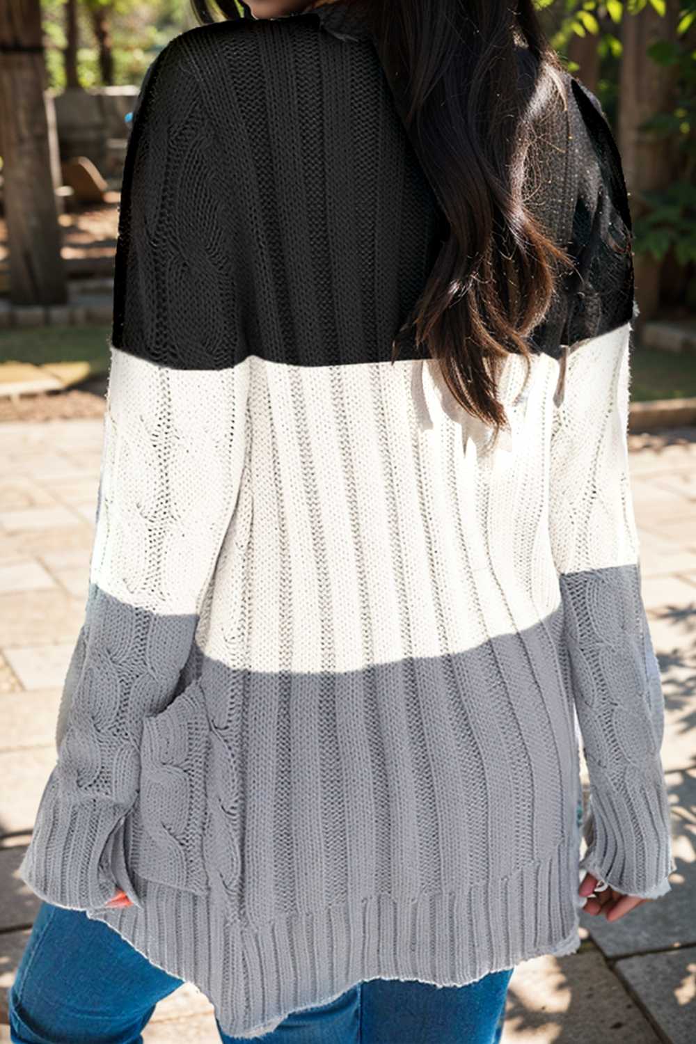 cozy cable knit button front long sleeve cardigan