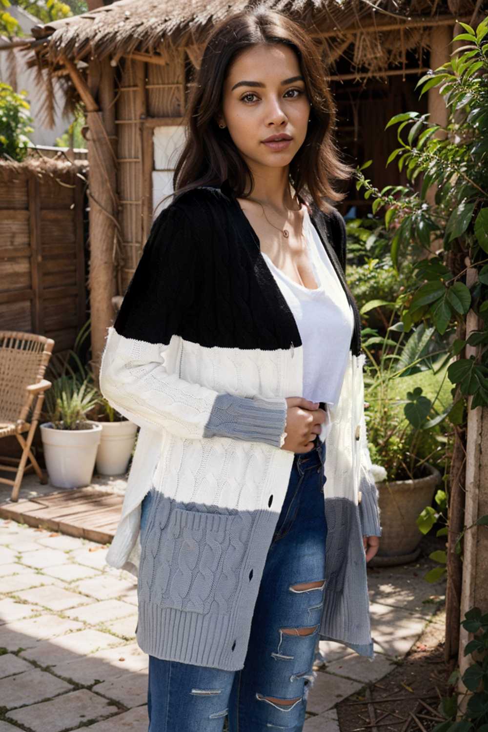 cozy cable knit button front long sleeve cardigan