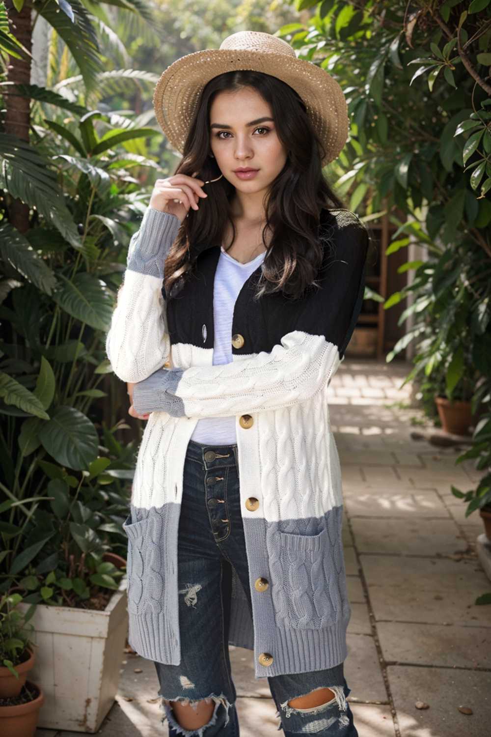 cozy cable knit button front long sleeve cardigan