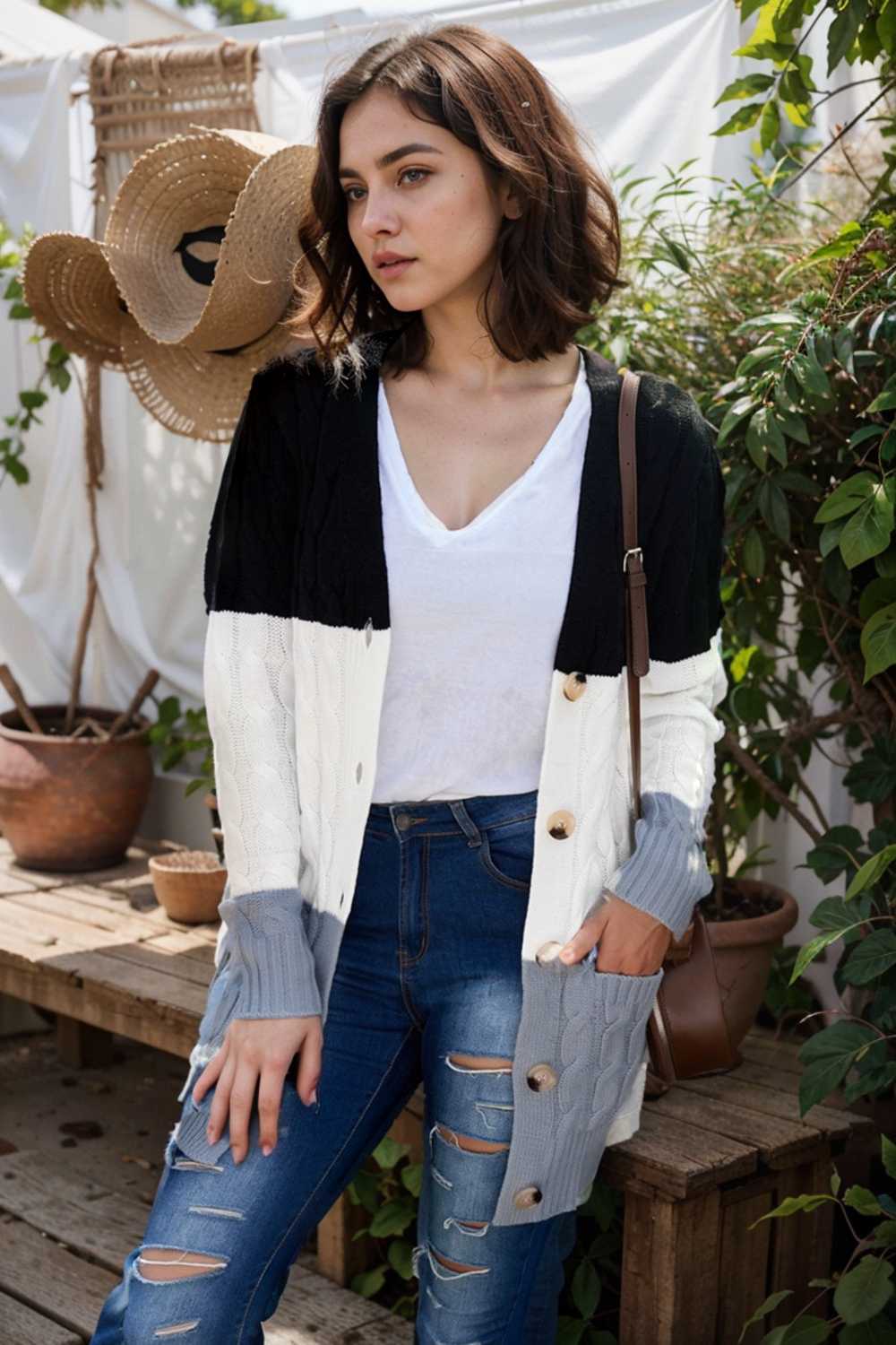 cozy cable knit button front long sleeve cardigan