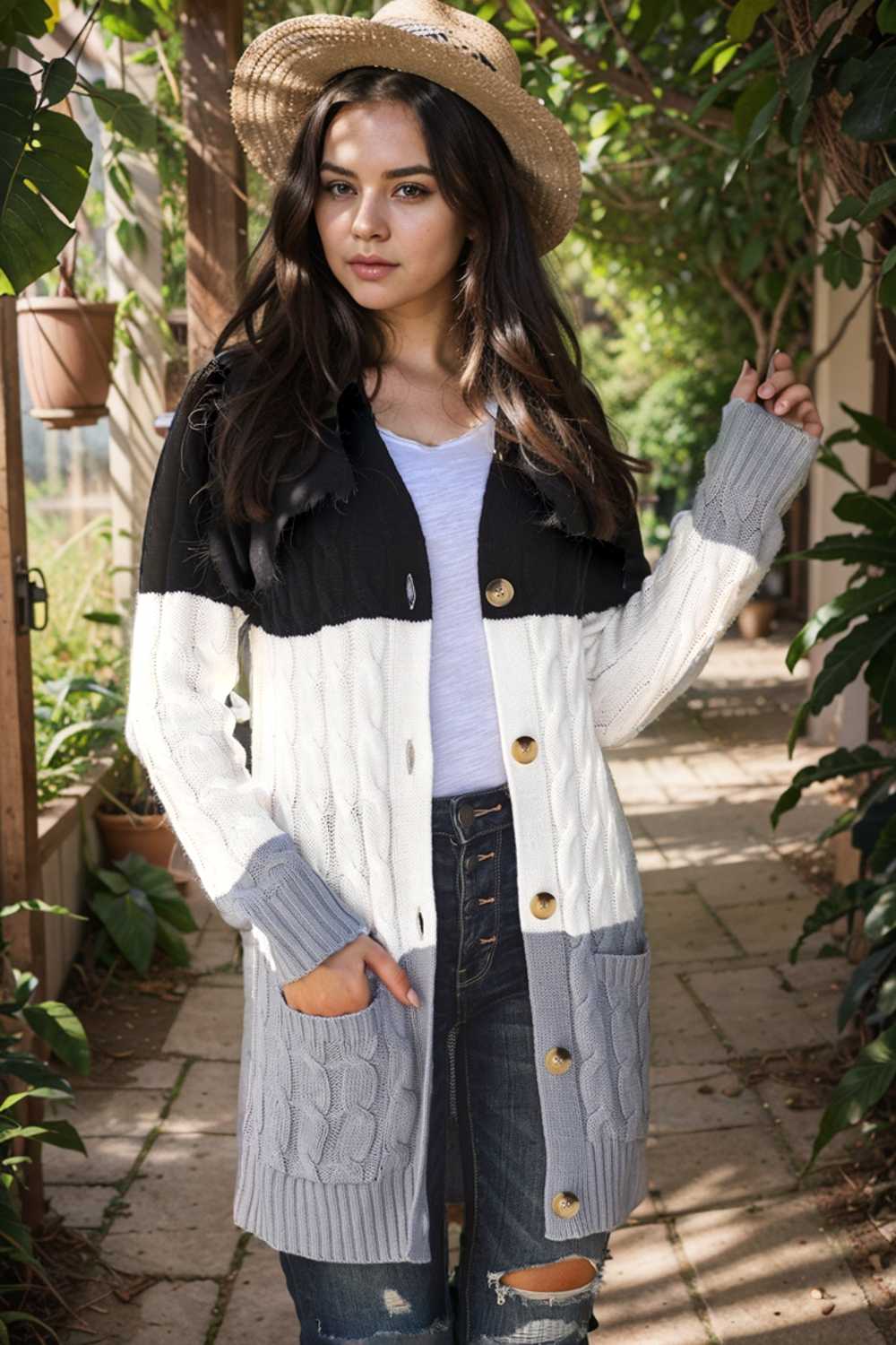 cozy cable knit button front long sleeve cardigan
