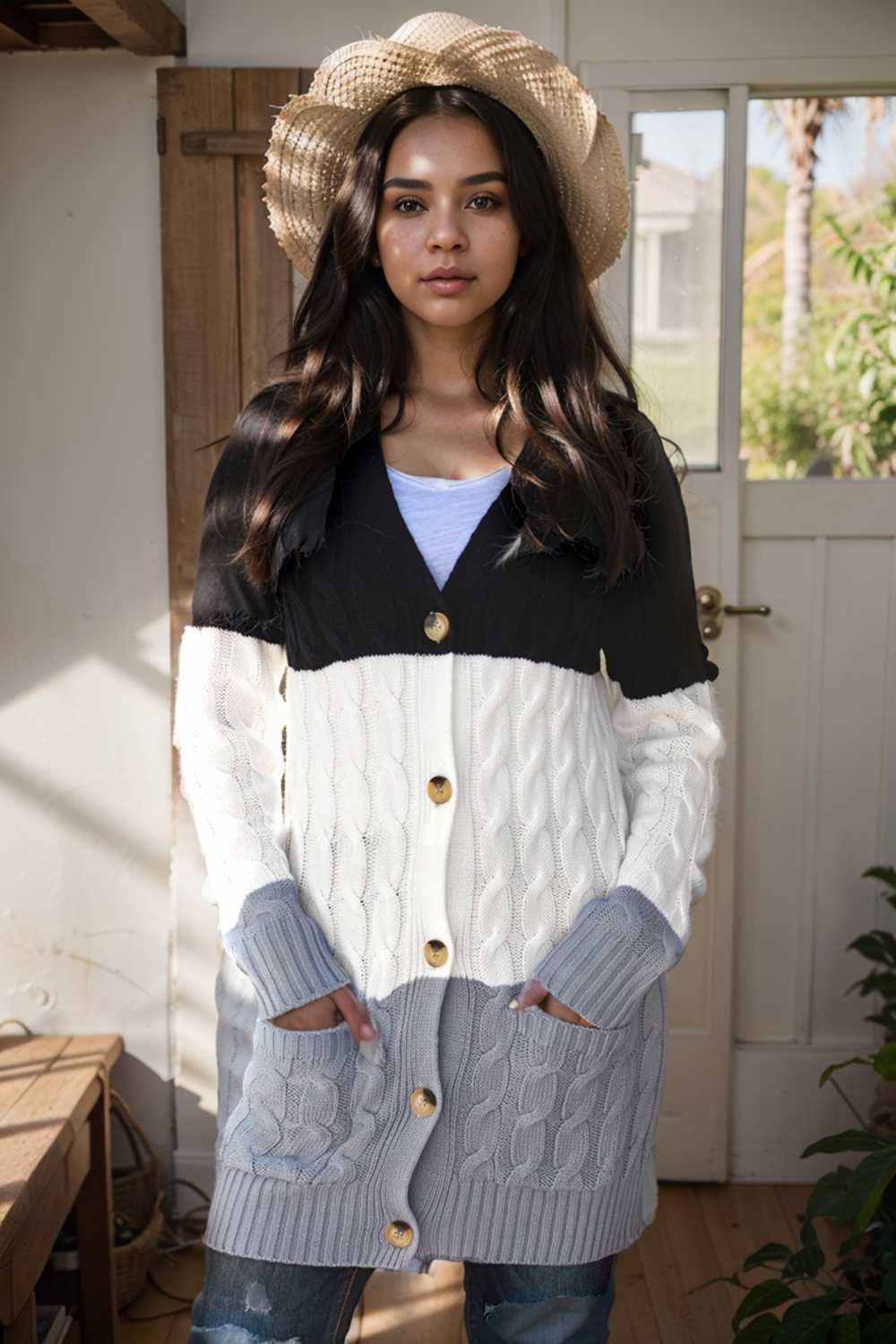 cozy cable knit button front long sleeve cardigan