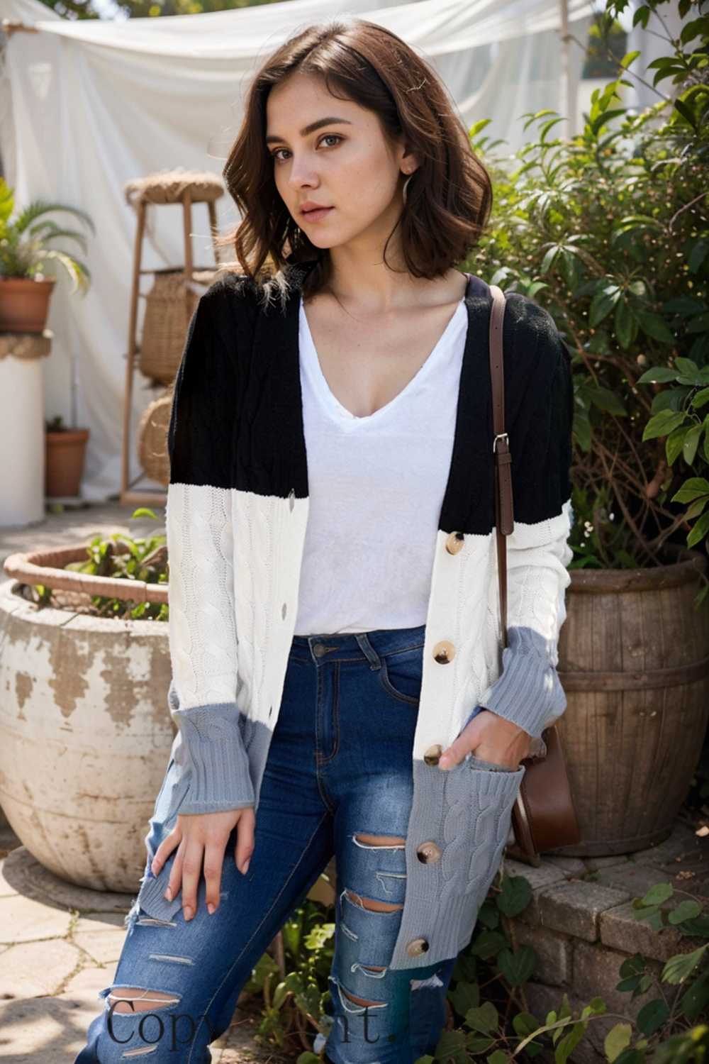 cozy cable knit button front long sleeve cardigan