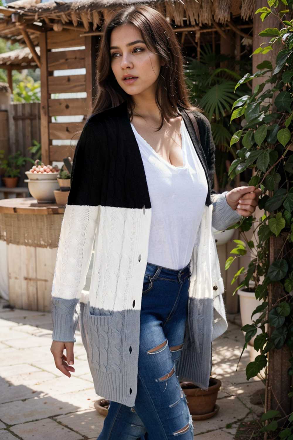 cozy cable knit button front long sleeve cardigan