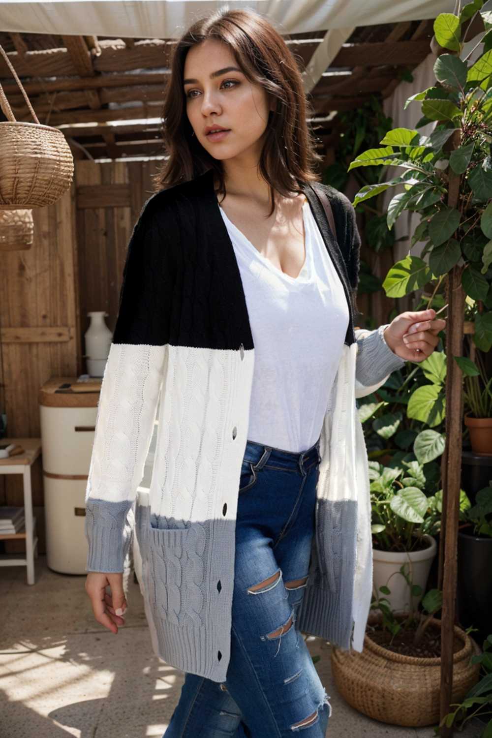 cozy cable knit button front long sleeve cardigan
