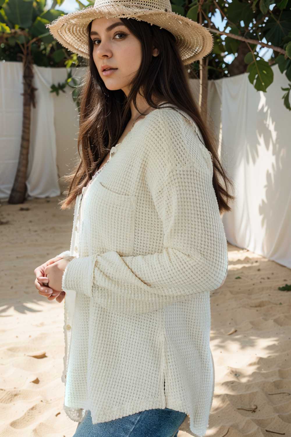 deep v neck long sleeve knitted sweater