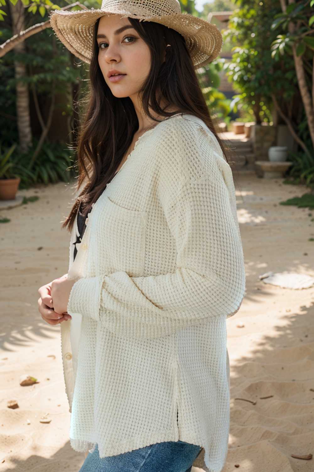 deep v neck long sleeve knitted sweater