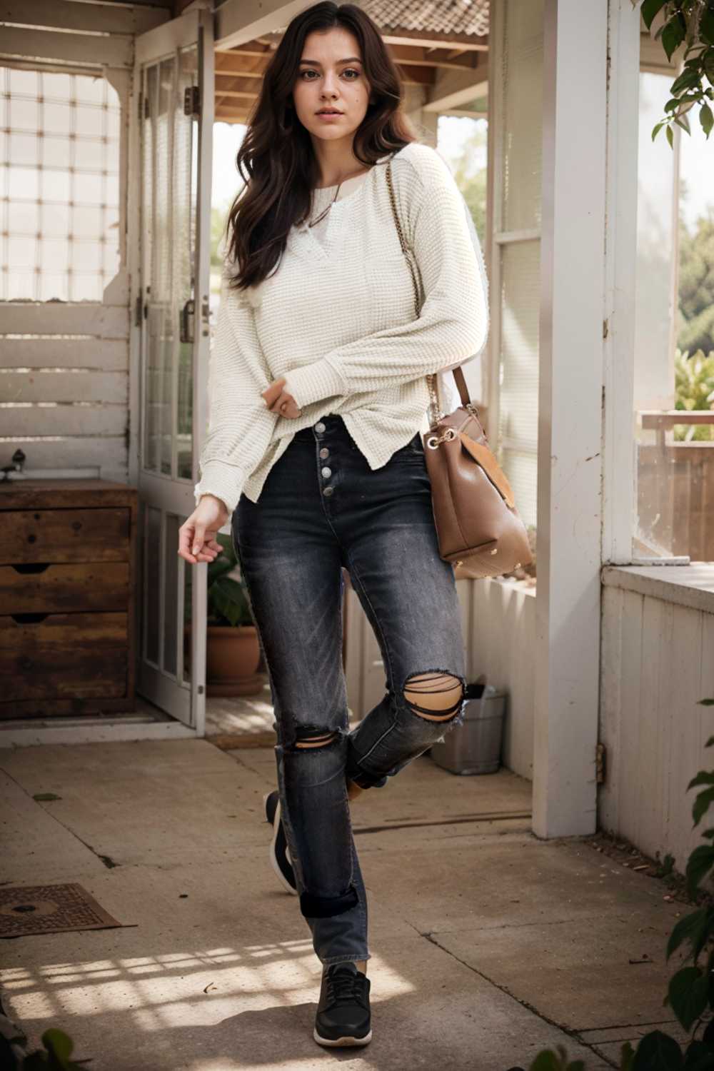 deep v neck long sleeve knitted sweater