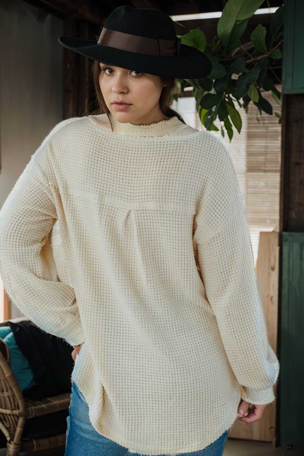 deep v neck long sleeve knitted sweater