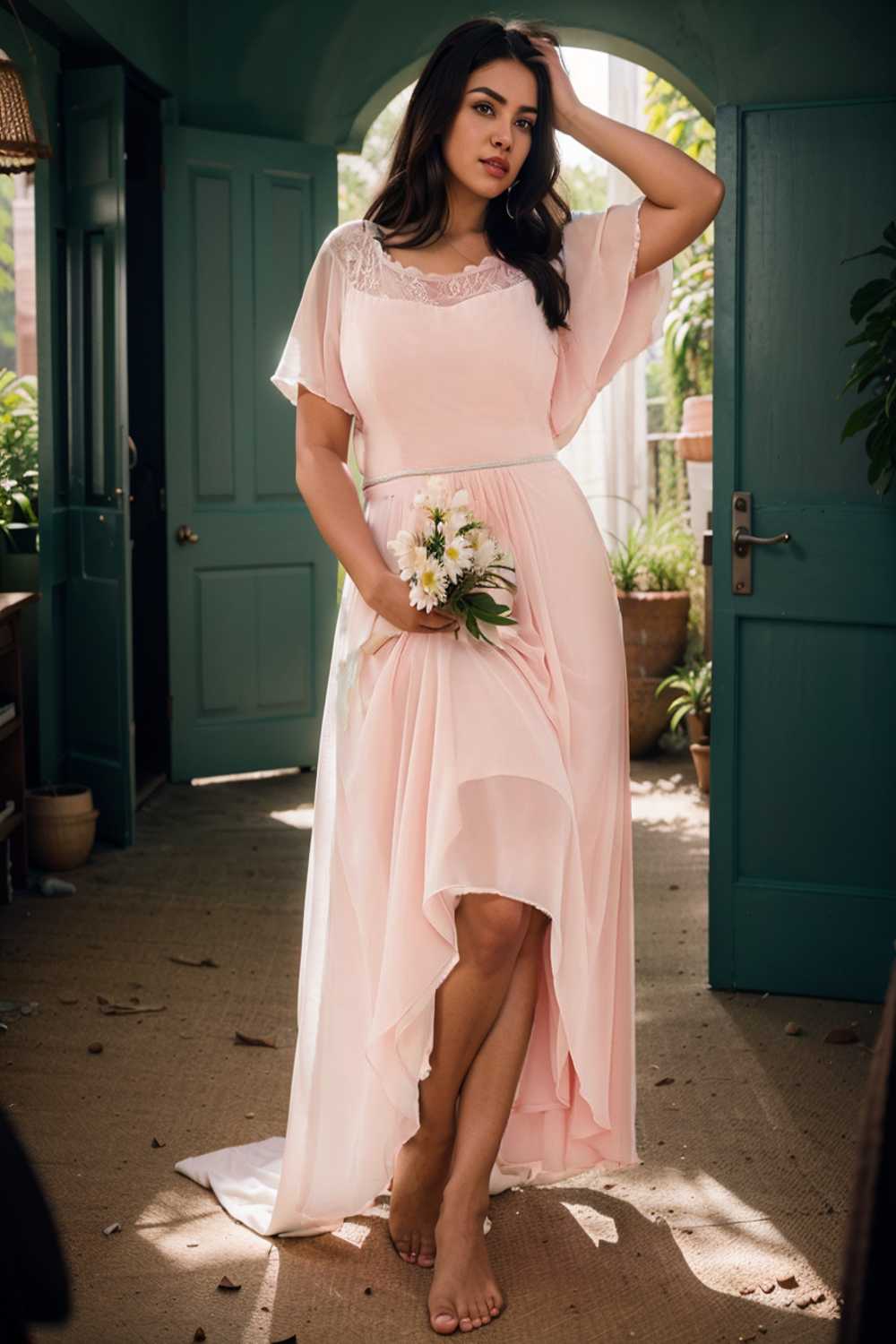elegant boat neck a line midi dress for plus size women