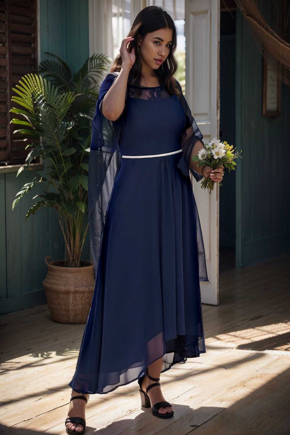 elegant boat neck a line midi dress for plus size women